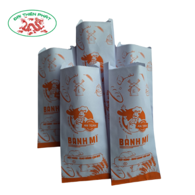 TÚI GIẤY ĐỰNG BÁNH MÌ MÀU CAM - IN SẴN (MẪU 02)