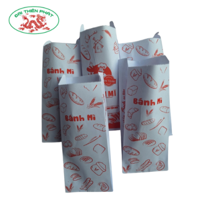 TÚI GIẤY ĐỰNG BÁNH MÌ MÀU ĐỎ - IN SẴN